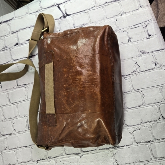 Vtg y2k Fossil brown leather large messenger bag - Picture 9 of 11